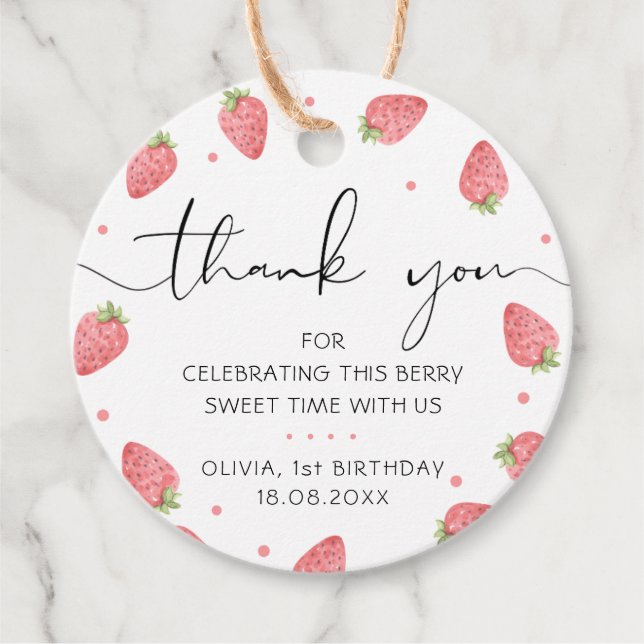 Strawberry Vielen Dank Berry Favor Geschenkartikel Geschenkanhänger (Vorderseite)