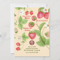 Strawberry Vine Berry Picking Party Einladung