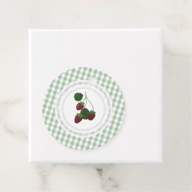 Strawberry Vine Gingham Personalisiert Gefälligkei Geschenkanhänger (Beispiel)