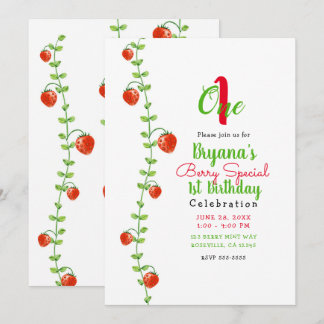 Strawberry Vine Red Berries 1 1. Geburtstag Einladung