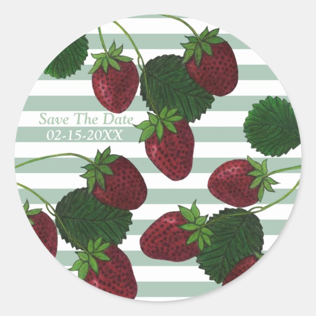 Strawberry Vine Save the Date Stickers (Vorderseite)