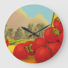 Strawberry Vintag Crate Art Kitchlock Große Wanduhr