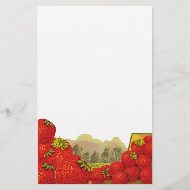 Strawberry Vintag Crate Art Stationery Briefpapier (Vorderseite)