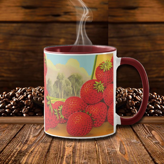 Strawberry Vintag Kitchen Crate Art Tasse (Strawberry Farm Retro Coffee Mug)