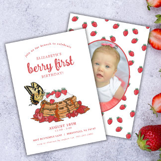 Strawberry Waffles Brunch | Berry First Birthday Einladung