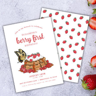 Strawberry Waffles Brunch | Berry First Birthday Einladung