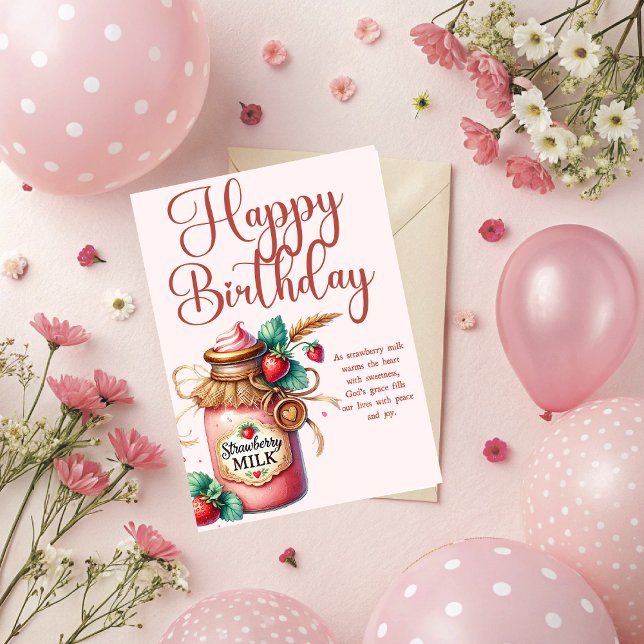 Strawberry Warmth Birthday Christian Card Karte (Personalize this lovely inspirational, Christian Birthday Greeting. )