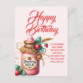 Strawberry Warmth Birthday Christian Card Postkarte