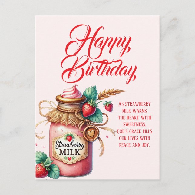 Strawberry Warmth Birthday Christian Card Postkarte (Vorderseite)