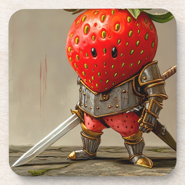 Strawberry Warrior Getränkeuntersetzer (Vorderseite)