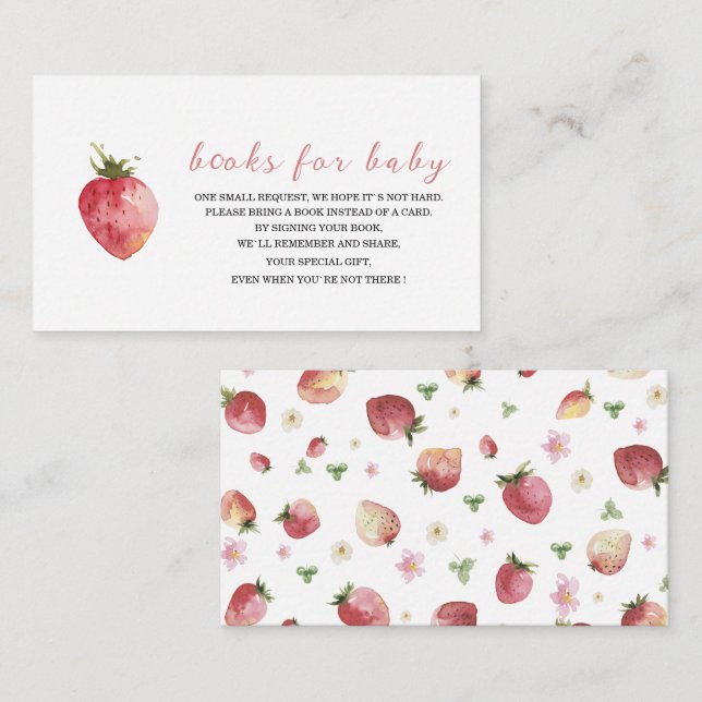 Strawberry Wassercolor Babyduschbücher für Kinder Begleitkarte (Vorne/Hinten)