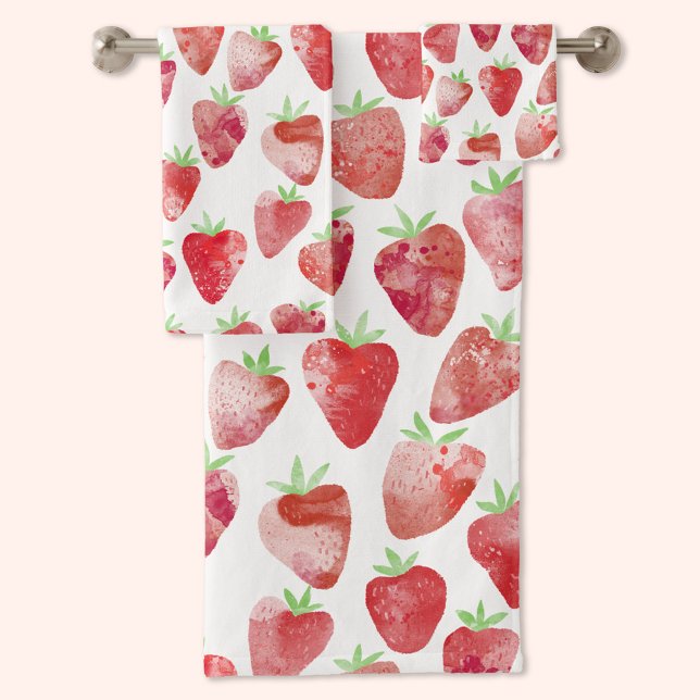 Strawberry Watercolor Badhandtuch Set (Von Creator hochgeladen)