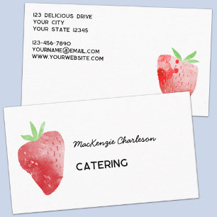 Strawberry Watercolor Catering Services Visitenkarte