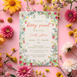 Strawberry Watercolor Gender Neutral Baby Dusche Einladung