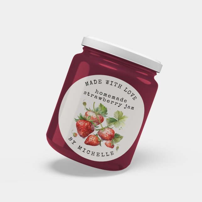 Strawberry Watercolor Jam Label Canning Sticker (Von Creator hochgeladen)