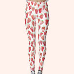 Strawberry Watercolor Leggings<br><div class="desc">Süßes Erdbeerwassermuster in rot, rosa und weiß. Originelle Kunst von Nic Squirrell.</div>