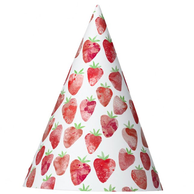 Strawberry Watercolor Partyhütchen (Strawberry berry sweet watercolor pattern party hat)