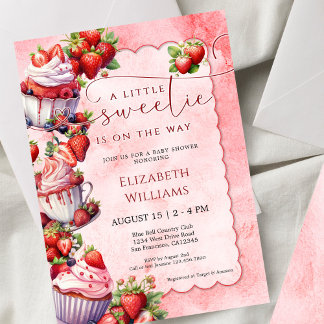 Strawberry Watercolor Sweetie Baby Shower Einladung