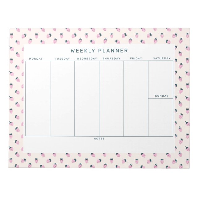 Strawberry Weekly Planner Notepad Notizblock (Vorderseite)