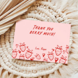 Strawberry Whimsical Coquette Bow Girls Geburtstag Dankeskarte