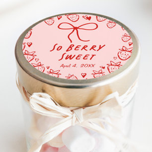 Strawberry Whimsical Coquette Bow Girls Geburtstag Runder Aufkleber