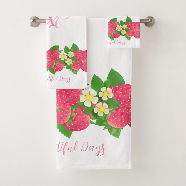 Strawberry White Badhandtuch Set (Insitu)