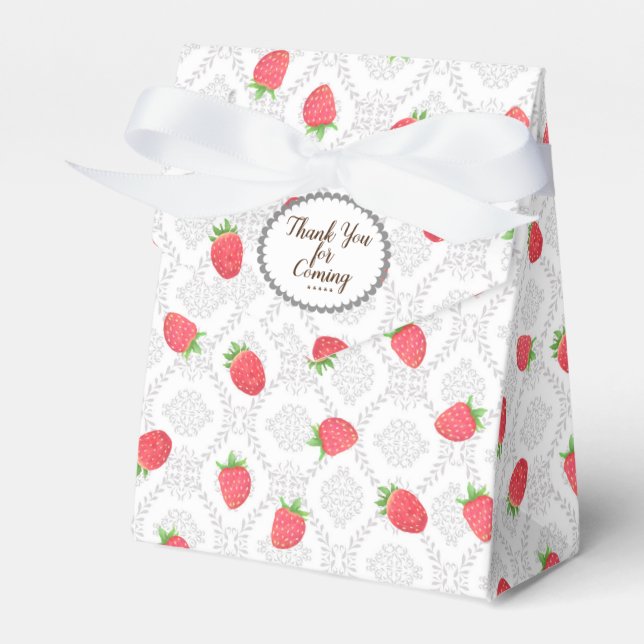 Strawberry White Favor Box Geschenkschachtel (Vorderseite)