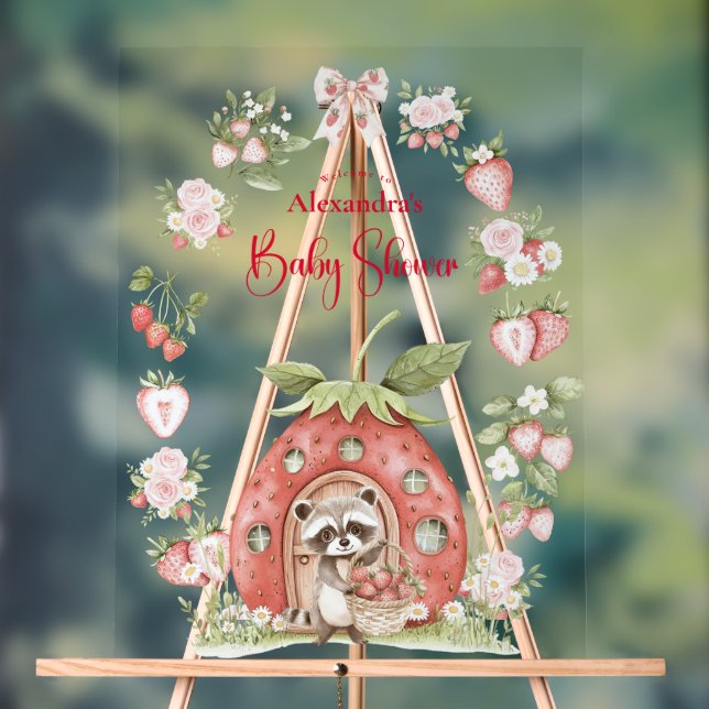 Strawberry Woodland Baby Shower Acrylschild (Neutral)