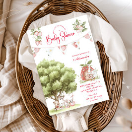 Strawberry Woodland Baby Shower Einladung
