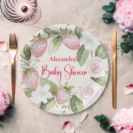 Strawberry Woodland Baby Shower Pappteller