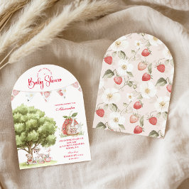 Strawberry Woodland Babydusche Einladung