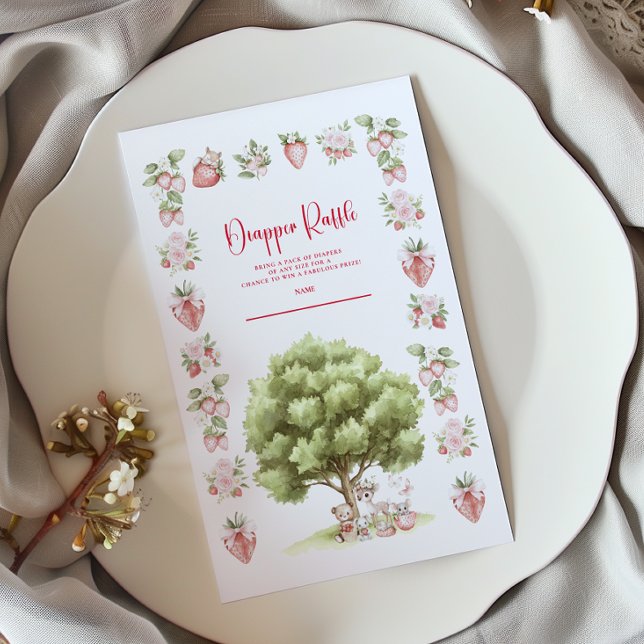 Strawberry Woodland Diapper Raffle Begleitkarte (Von Creator hochgeladen)