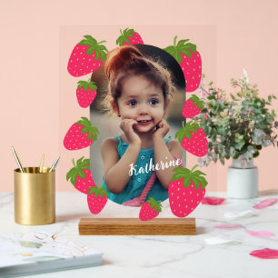 Strawberry Yellow Transparentes Foto Acrylschild