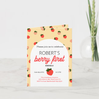 Strawberry zum ersten Geburtstag Einladung
