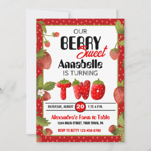 Strawberry Zweite Geburtstagsparty Einladung