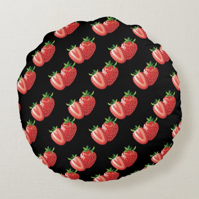 Strawberrys Rundes Kissen (Rückseite)