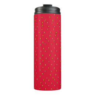 Strawsberry Hintergrund rot Thermosbecher