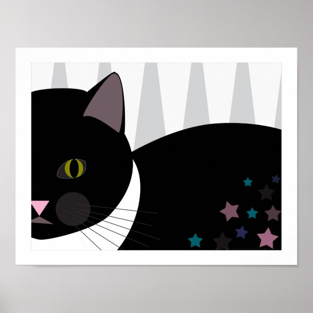 Stray Cat | Abstrakte Kunst | Schwarz, Grau und We Poster (Vorne)