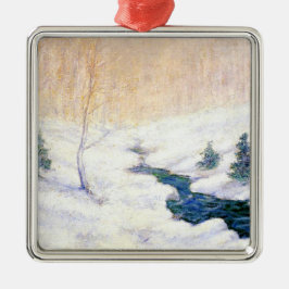 Stream in einer Schneewinterlandschaft (Weihnachts Ornament Aus Metall
