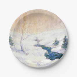 Stream in einer Schneewinterlandschaft (Weihnachts Pappteller