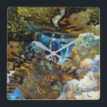 STREAM WATERFALL QUADRATISCHE WANDUHR<br><div class="desc">An art design of a small stream waterfall.</div>