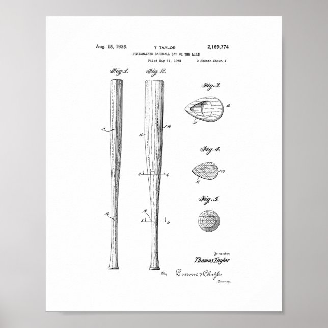 Streamer Baseballschläger oder Ähnliches Patent Poster (Vorne)