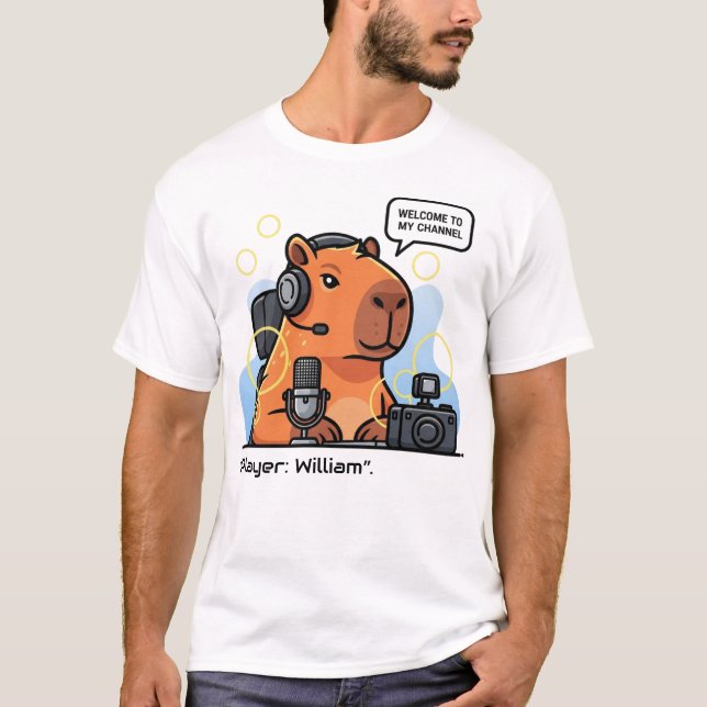 Streamer Capybara T-Shirt – Personalized Gamer App (Vorderseite)