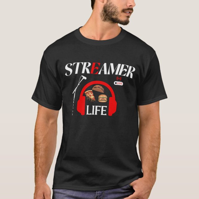 Streamer Life: Streams & Snacks T-Shirt (Vorderseite)