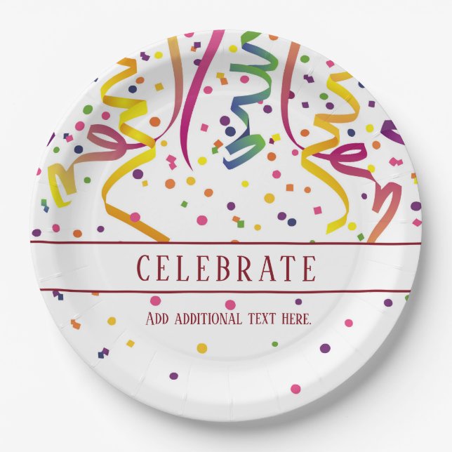 Streamer und Confetti-Papierplatte Pappteller (Vorderseite)