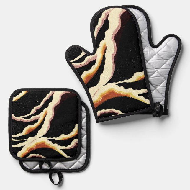 Streamers Decorative Design 1902 Ofenhandschuh & Topflappen-Set (Vorderseite/Rückseite)