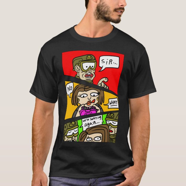 Streaming und Swatting. Twitch. T-Shirt (Vorderseite)