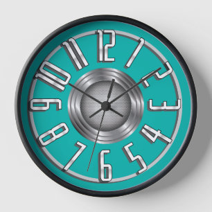 Streamline Art Deco Wanduhr - Aqua