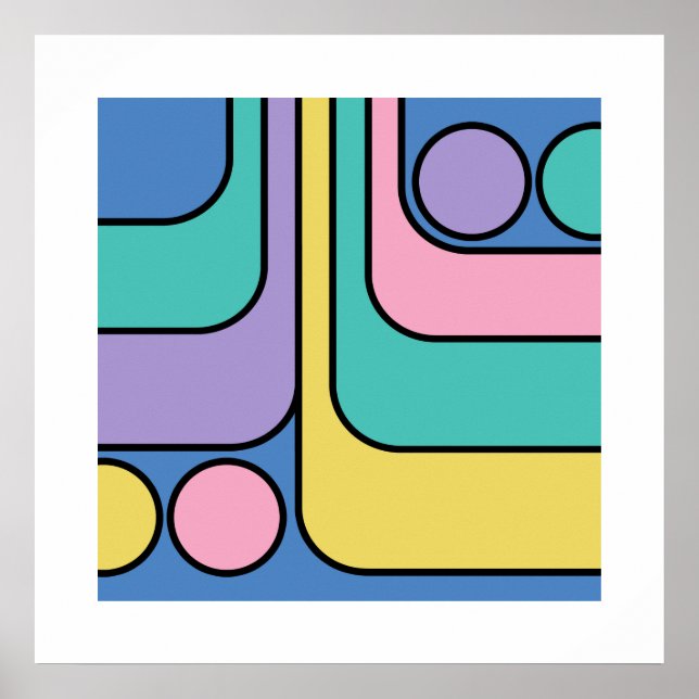 Streamline Moderne Retro Style Geometric Design Poster (Vorne)