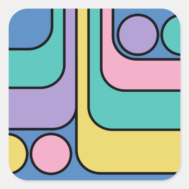 Streamline Moderne Retro Style Geometric Design Quadratischer Aufkleber (Vorderseite)